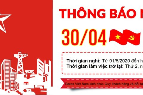THÔNG BÁO LỊCH NGHỈ LỄ 30/4 VÀ 01/5/2020
