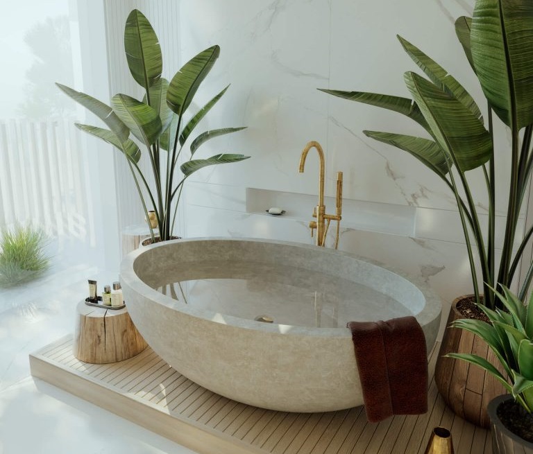 Mẫu bồn tắm đẹp phong cách tự nhiên