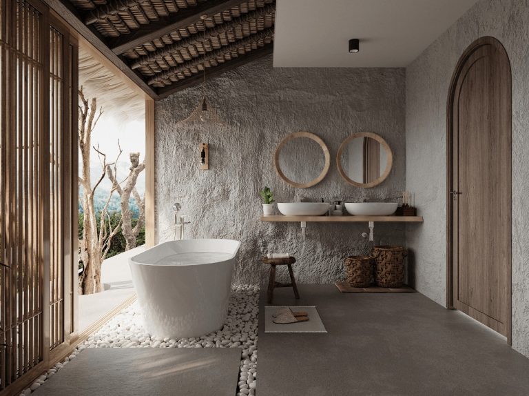 Mẫu bồn tắm đẹp phong cách tự nhiên