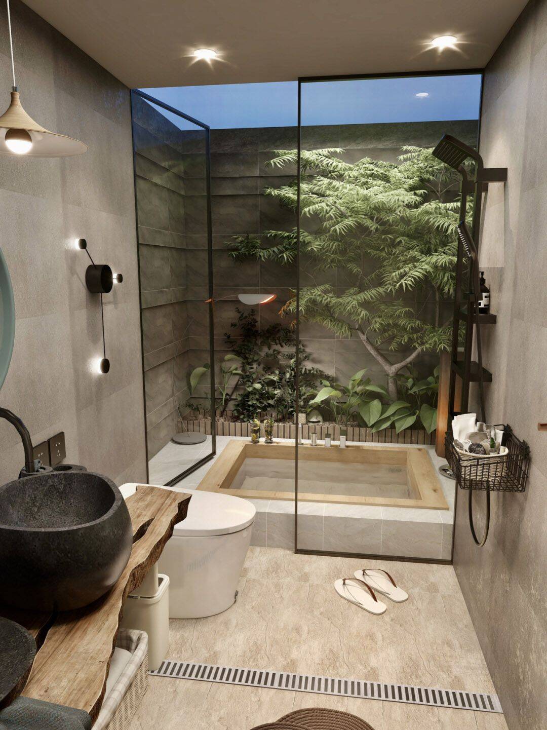 15 thiết kế phòng tắm mở