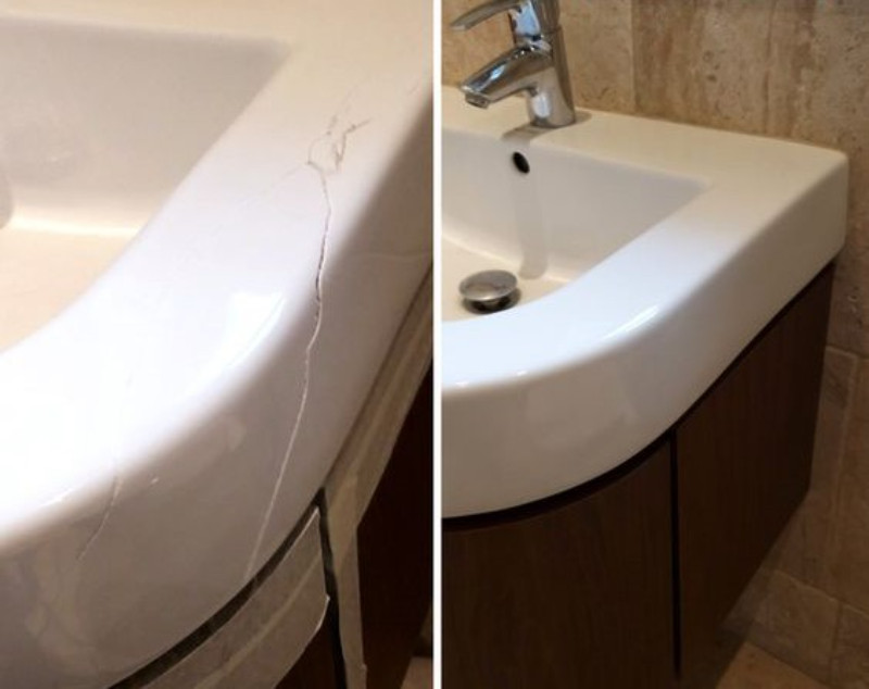 lavabo bị rạn nứt